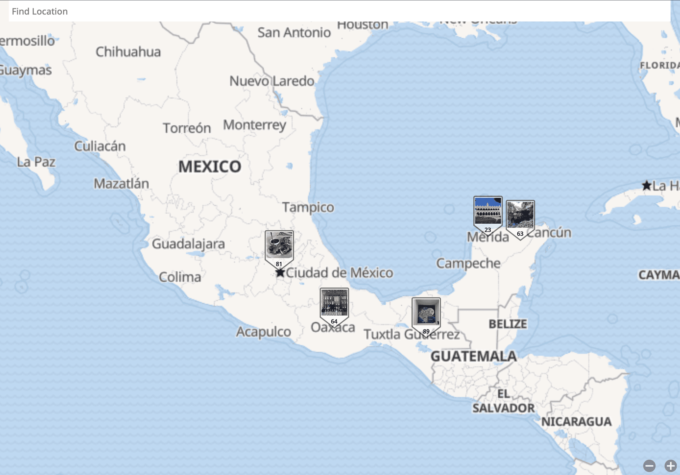 Visualización del mapa de geoetiquetas de la aplicación Mylio en el escritorio