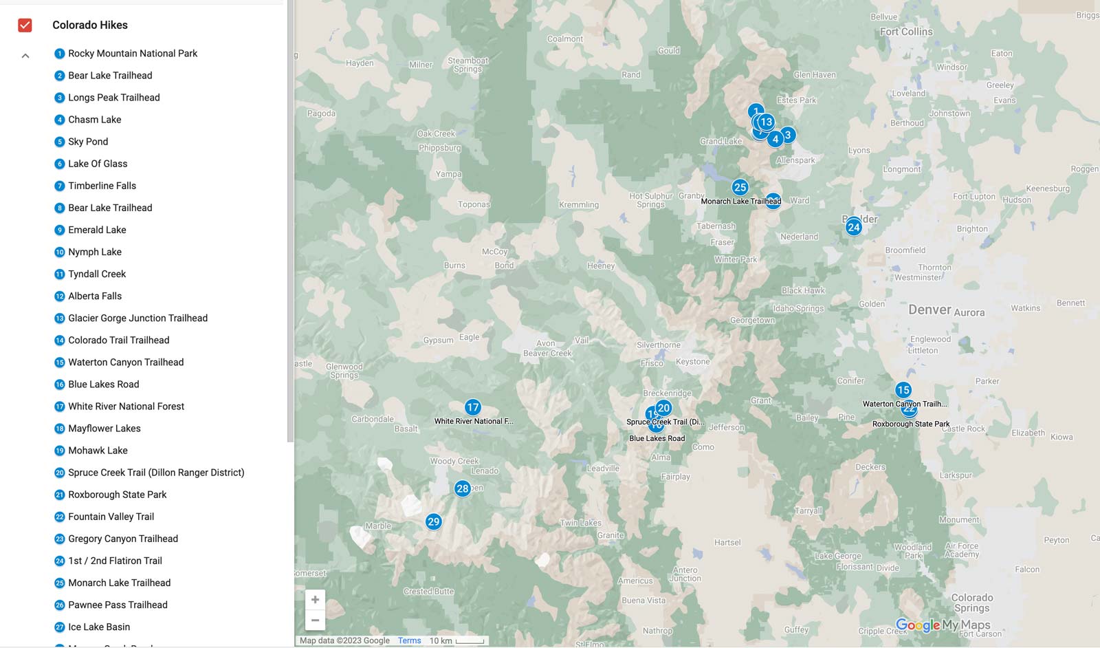 mejores excursiones en el mapa de Colorado