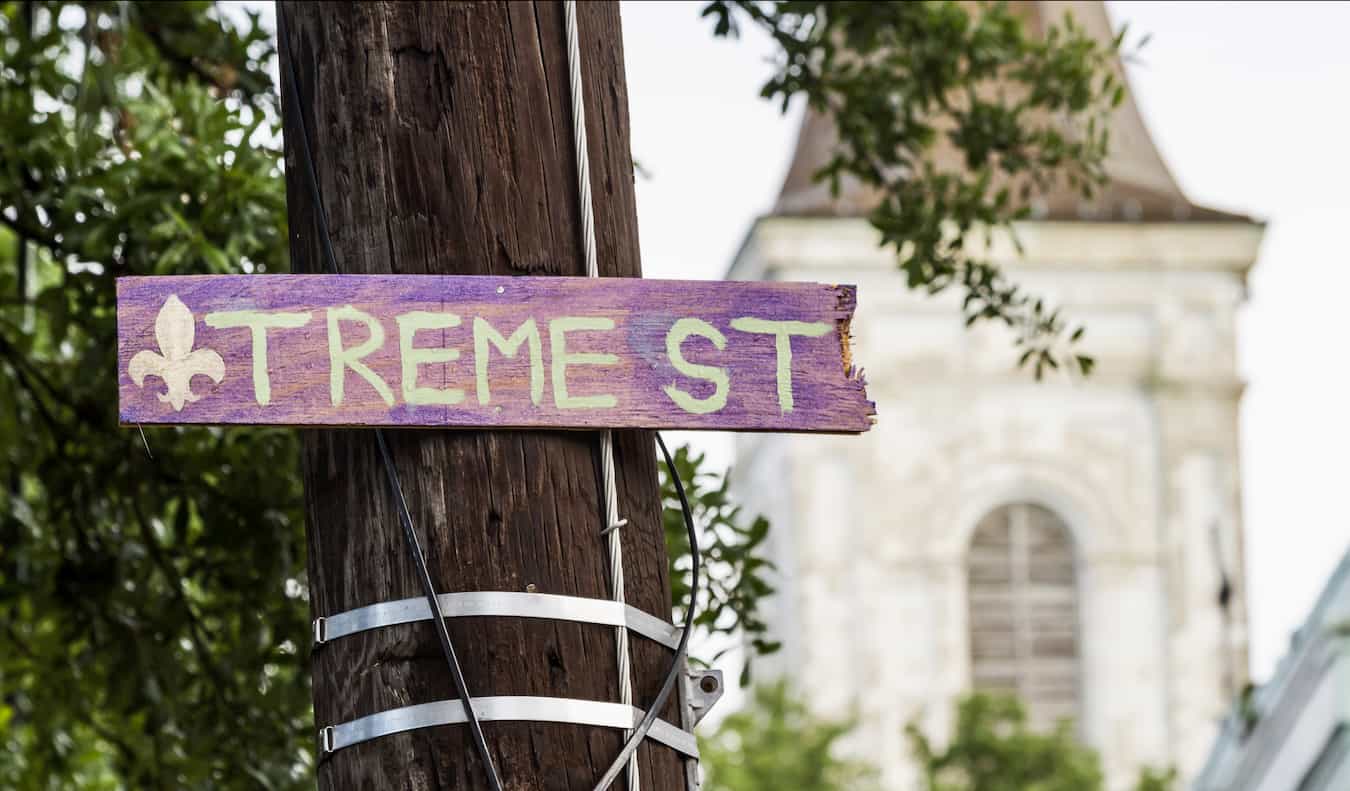 Un pequeño rótulo hecho a mano en la zona de Treme de Nueva Orleans, EE.UU.