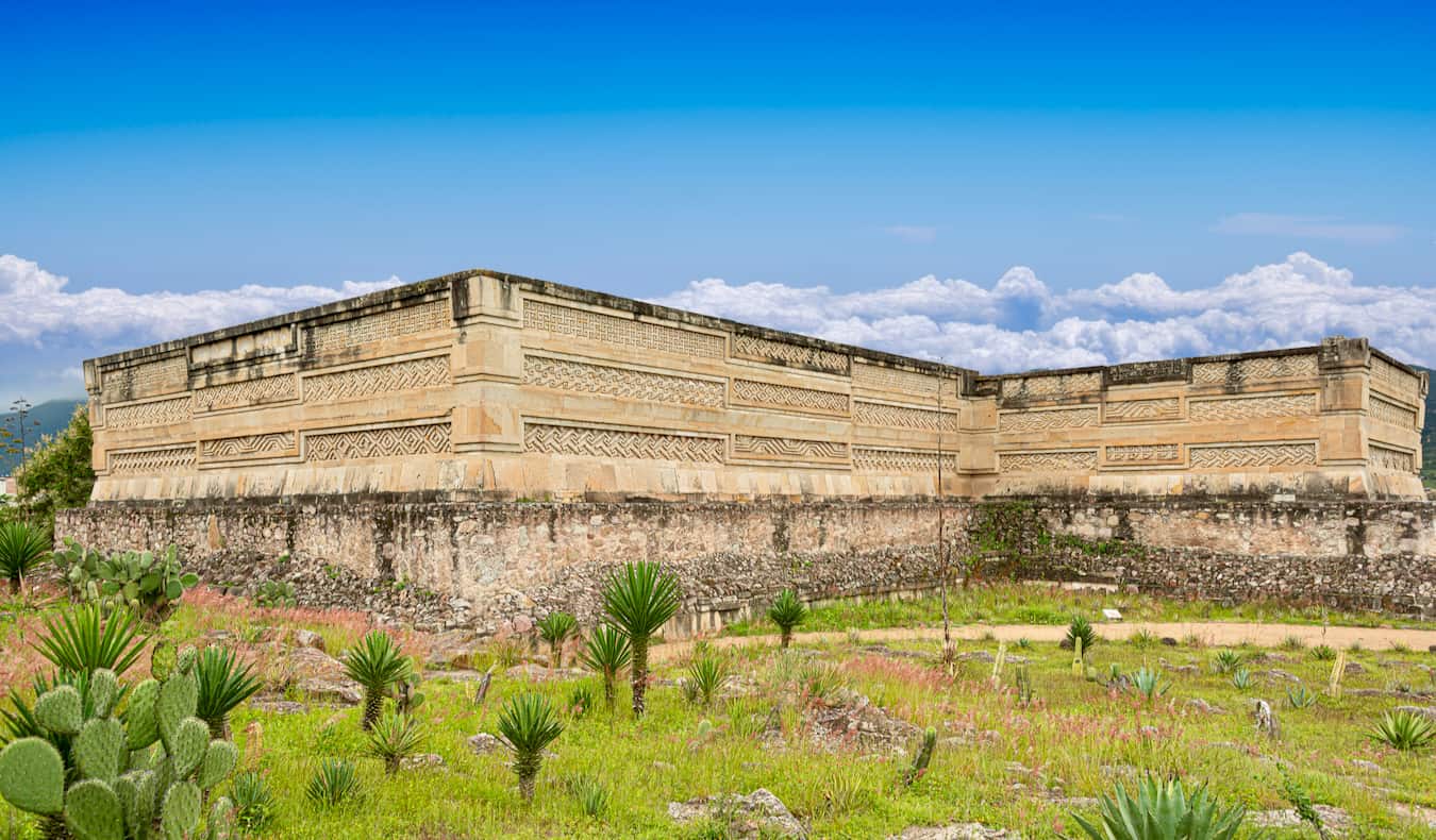 Las ruinas masivas de Mitla, un lugar histórico precolombino cerca de Oaxaca