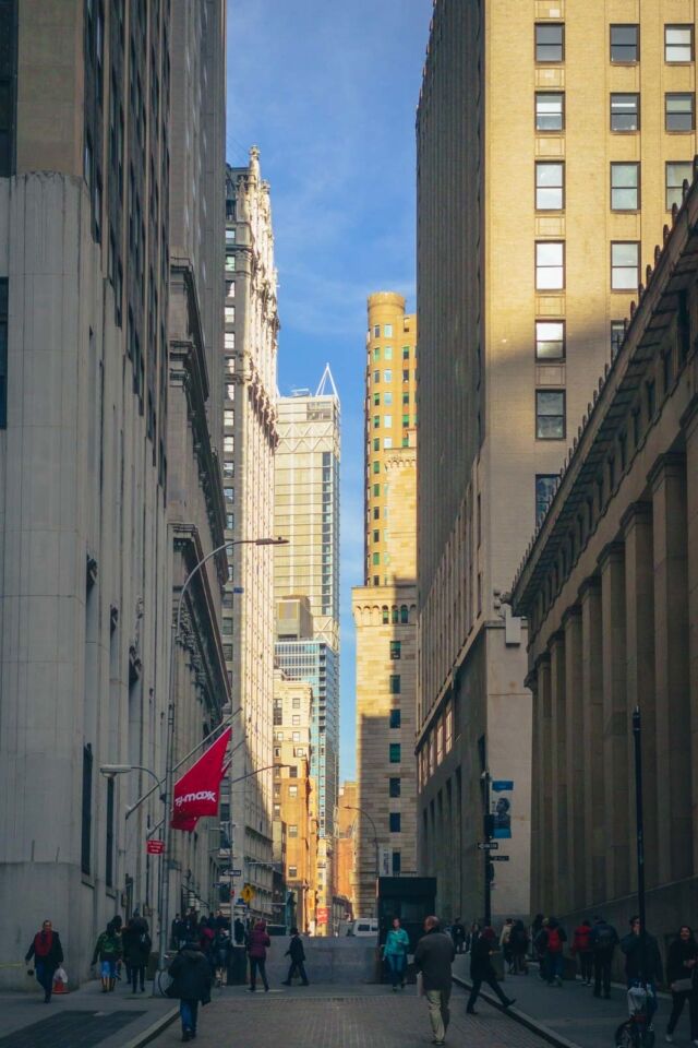 Un día en el distrito financiero de la ciudad de Nueva York