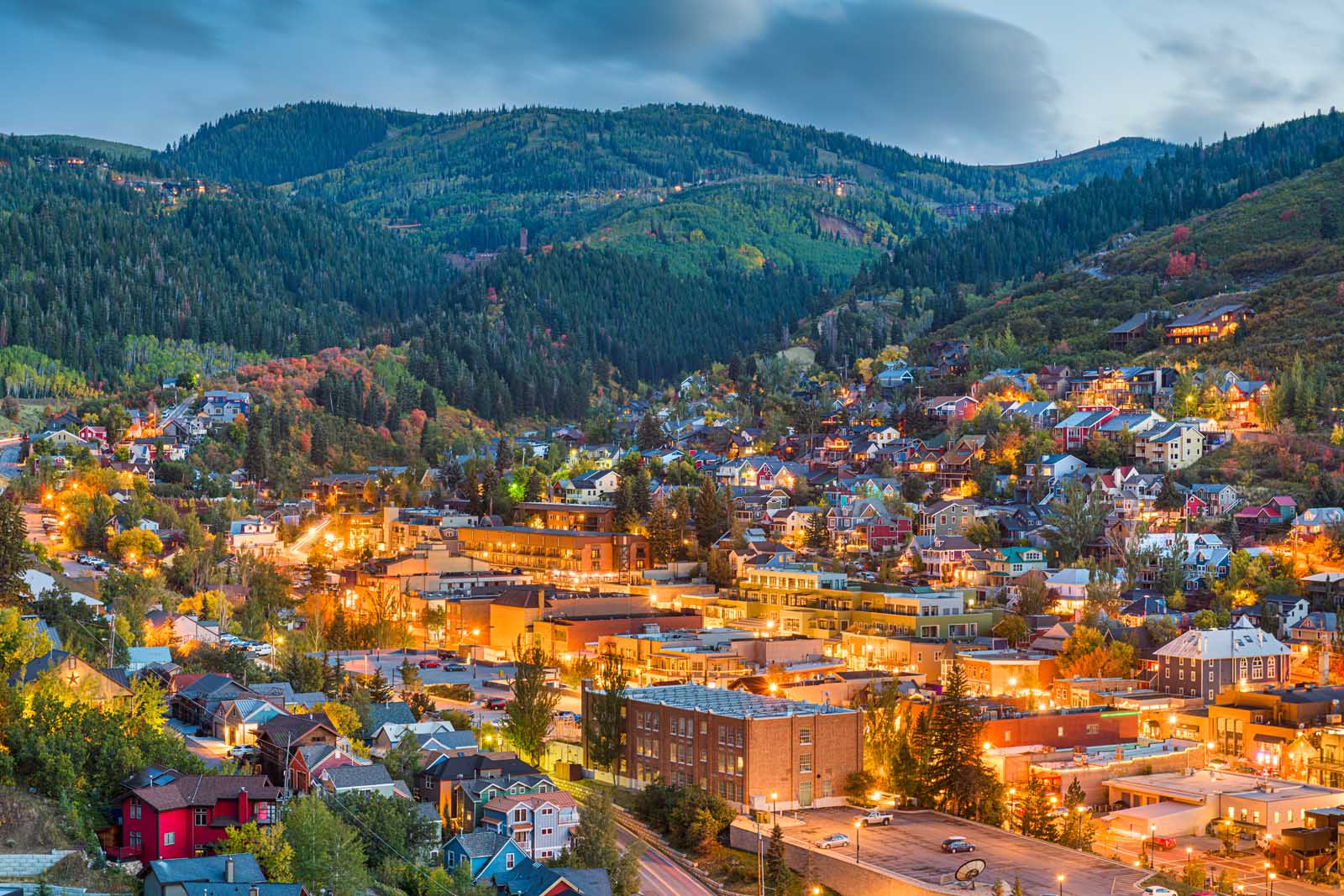 Vista de Park City Utah al atardecer