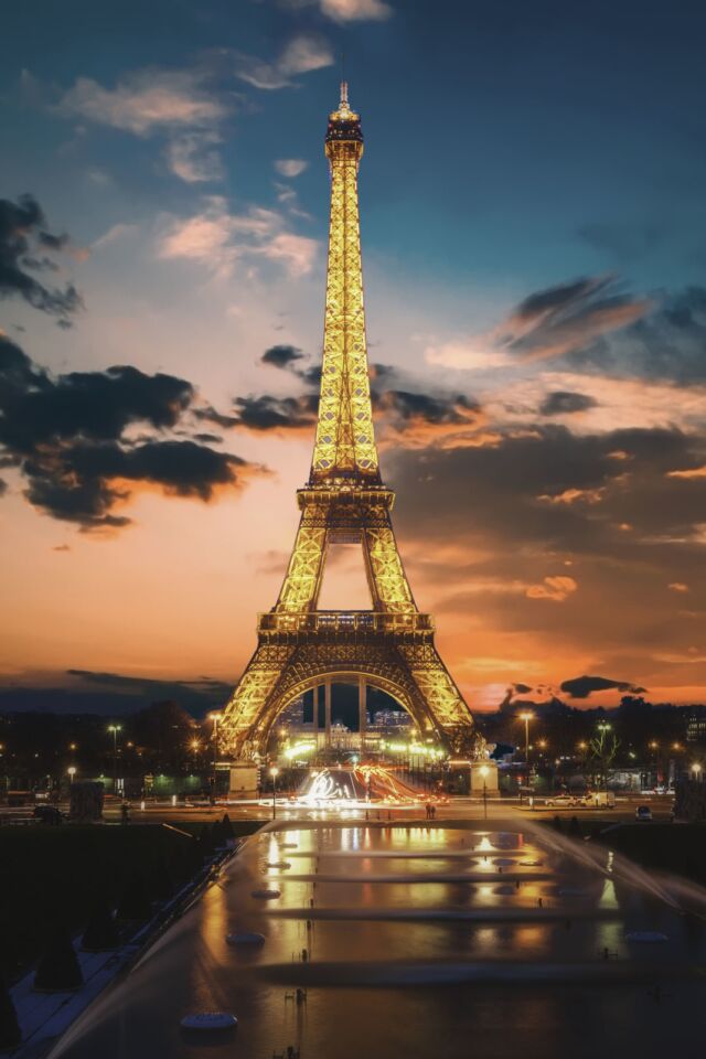 Jardines del Trocadero Fuentes al atardecer