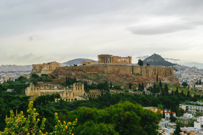 Día de lluvia de Atenas