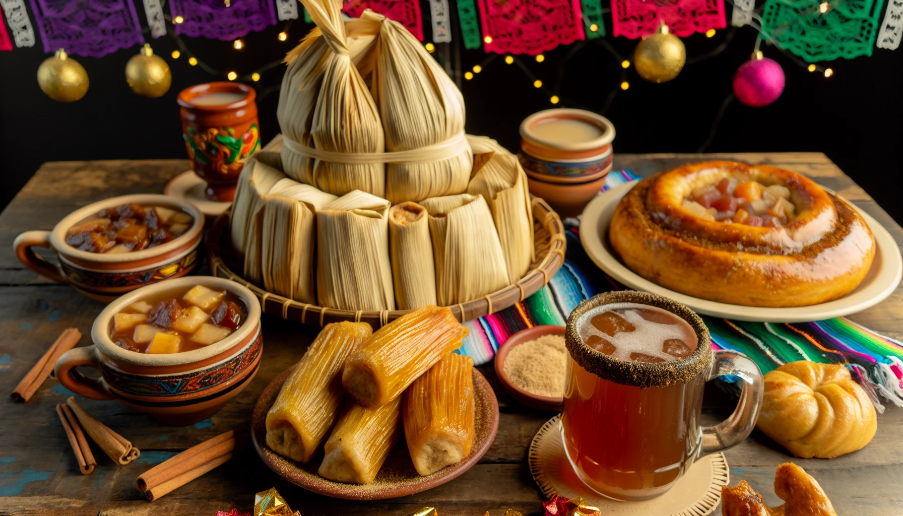 Colorido surtido de delicias navideñas mexicanas