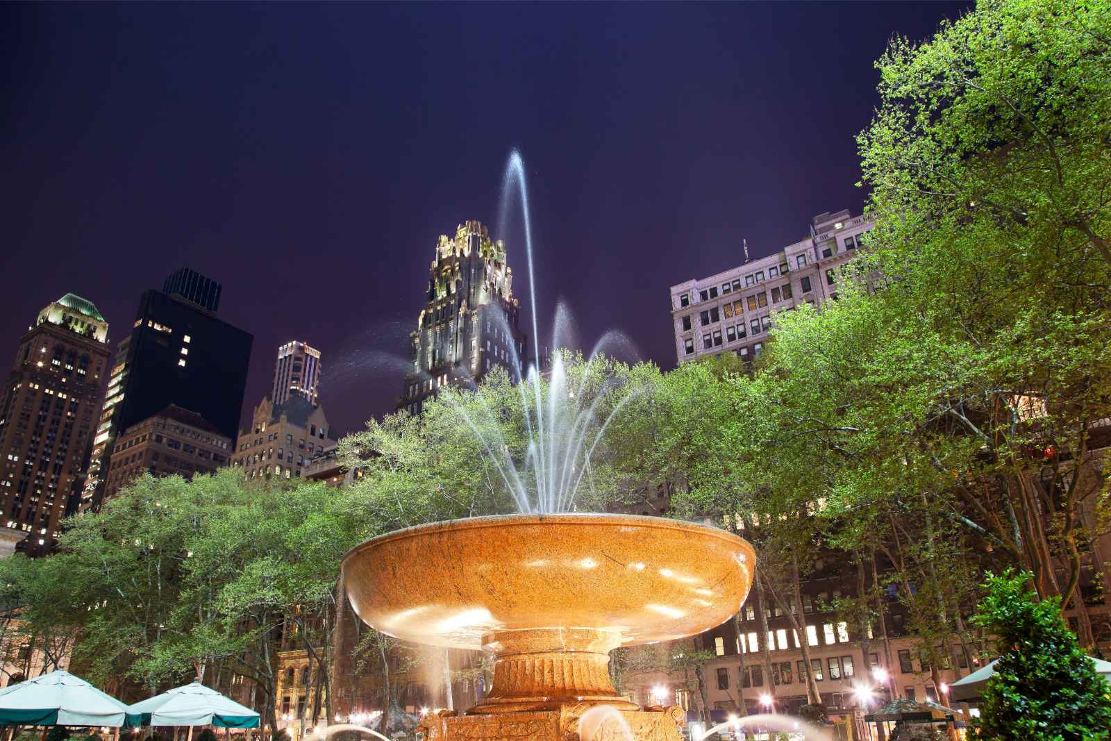 Nueva York por la noche Bryant Park