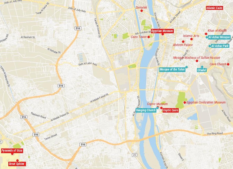 Mapa de cosas que hacer en El Cairo