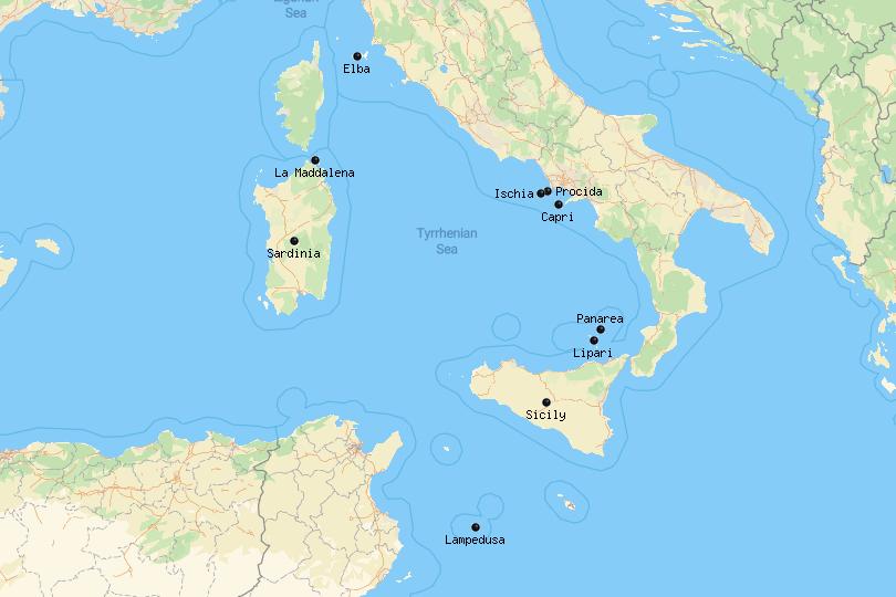 Mapa de las islas italianas