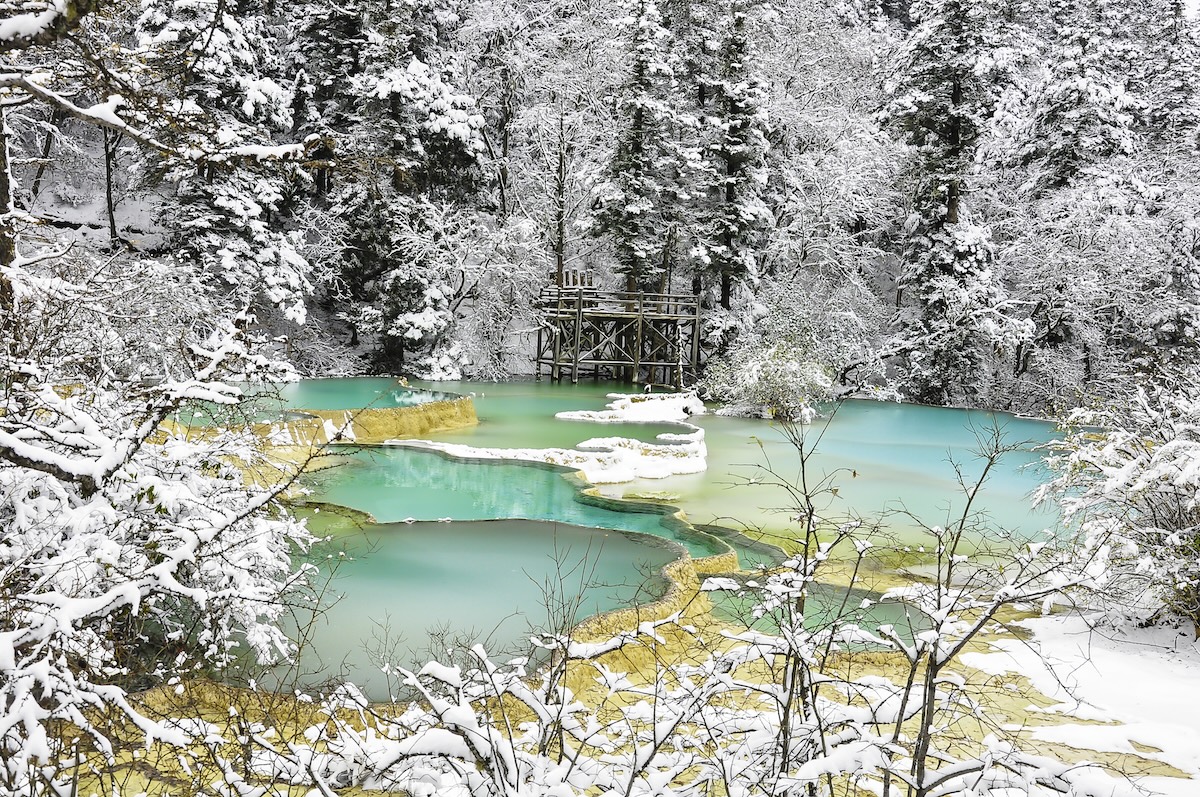 Lago verde en invierno