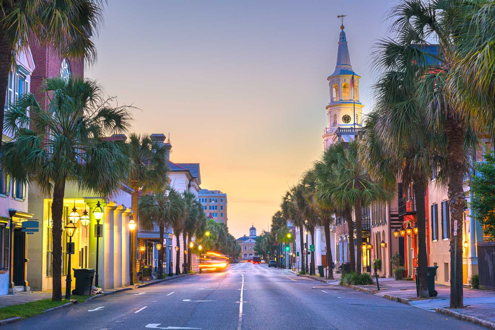 Charleston, Carolina del Sur al anochecer